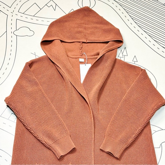 Goumi Hooded Knit Long Cardigan in Clay - Picture 5 of 6